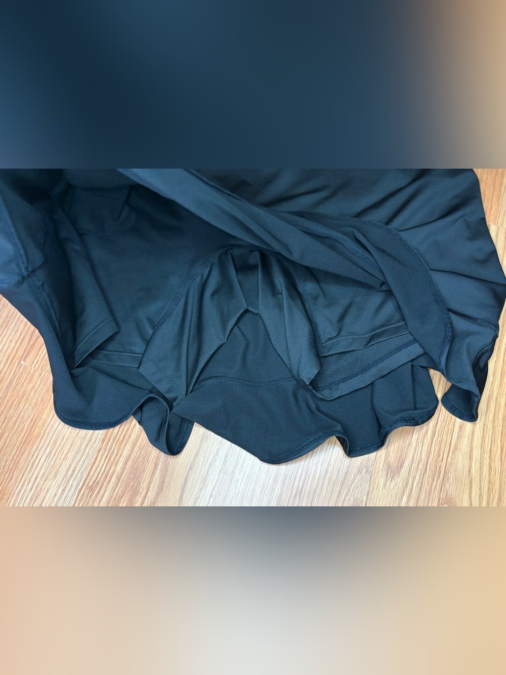 Black Athletic Skirt with shorts & Ruffle Hem - Picture 7 of 10